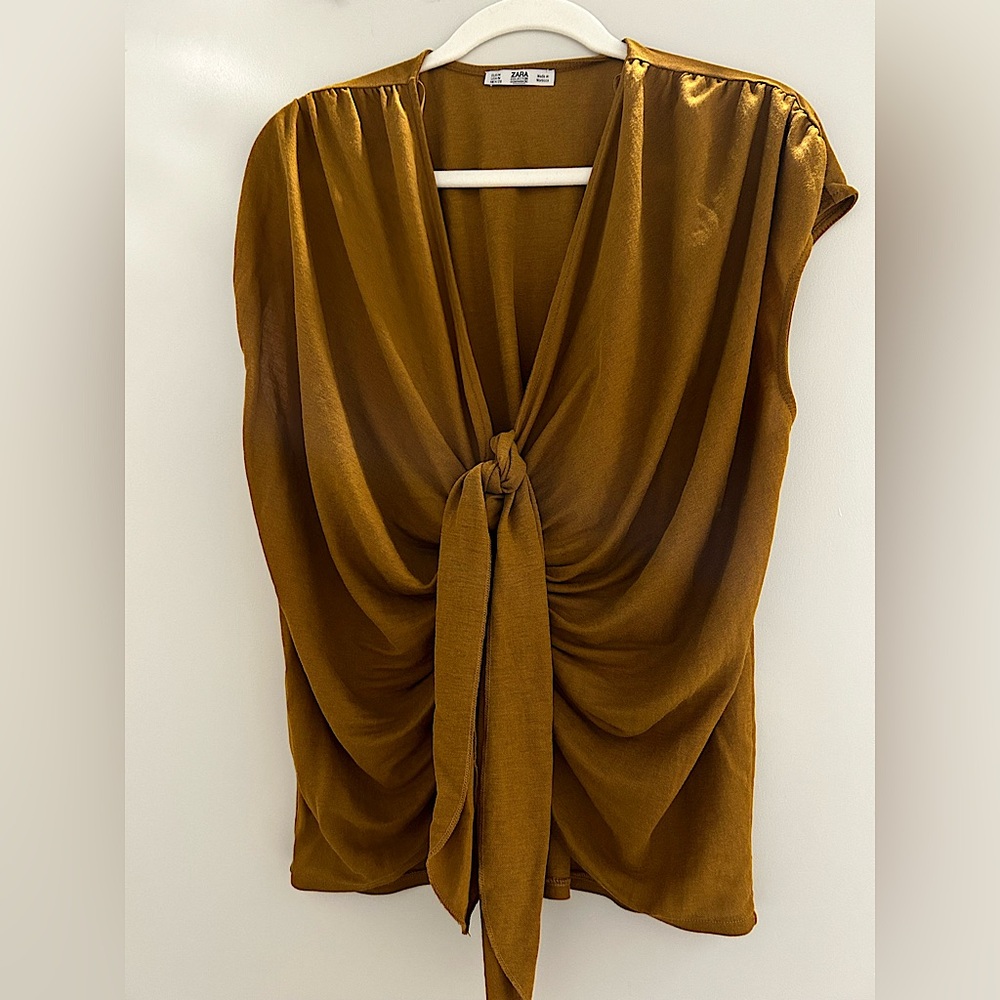 Zara Collection Flowy Sleeveless Top - M - Deep Orange/ Mustard